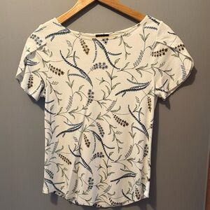Ann Taylor Factory Cream Floral Blouse